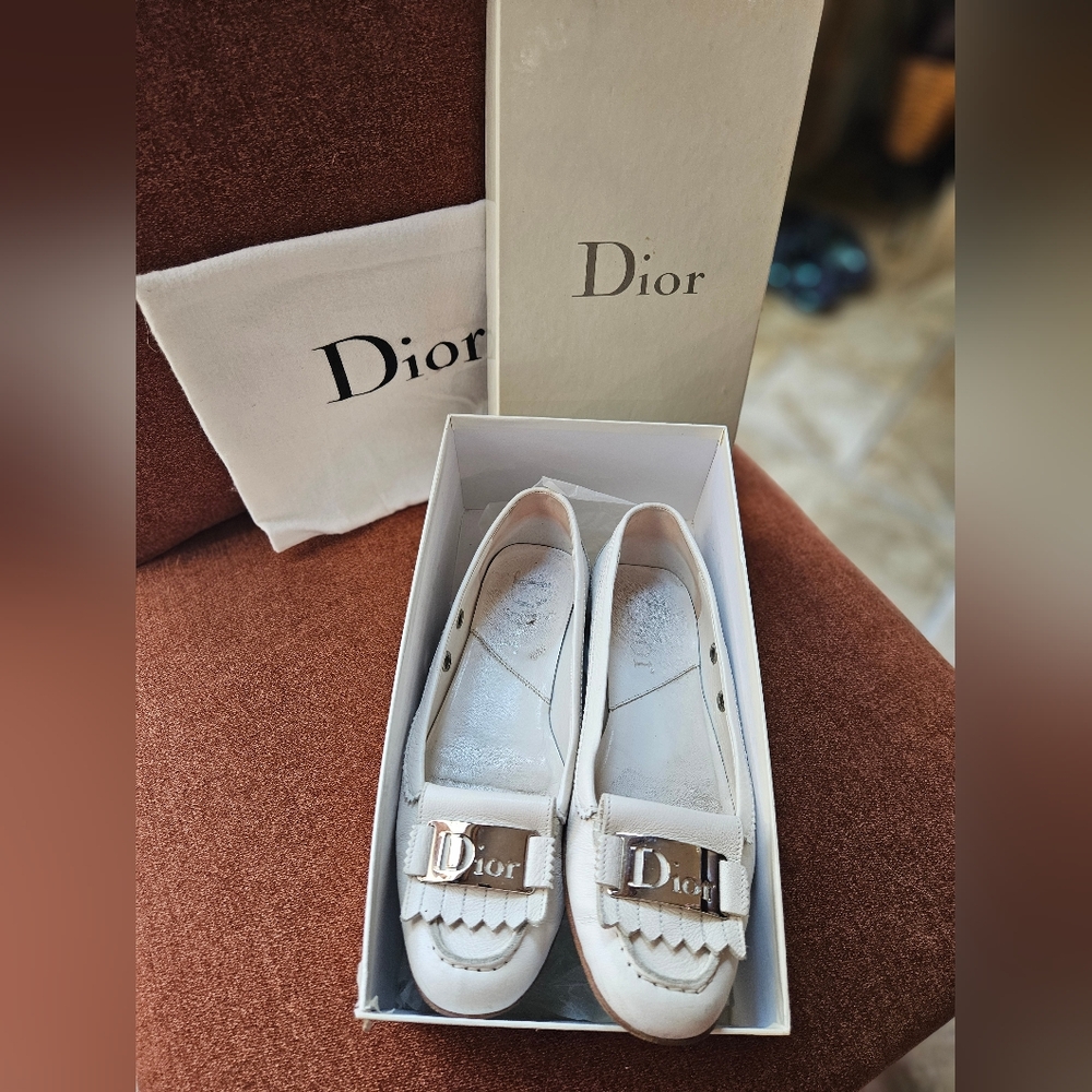 Dior White Loafers with SILVER Accents - Picture 2 of 10